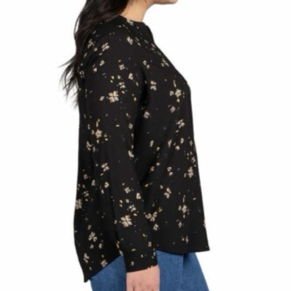 Hilary Radley Long Sleeve Black Floral Blouse S - Picture 2 of 8